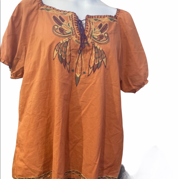 DRESSBARN sz2X cotton peasant top with embroidery - Picture 1 of 6